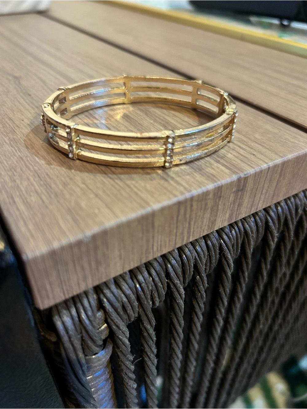 Gold Tone Multi-Row Crystal Accent Cuff Bracelet - Picture 2 of 4